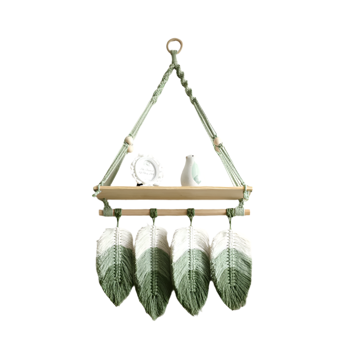Green Macrame Hanging Shelf