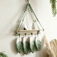 Green Macrame Hanging Shelf