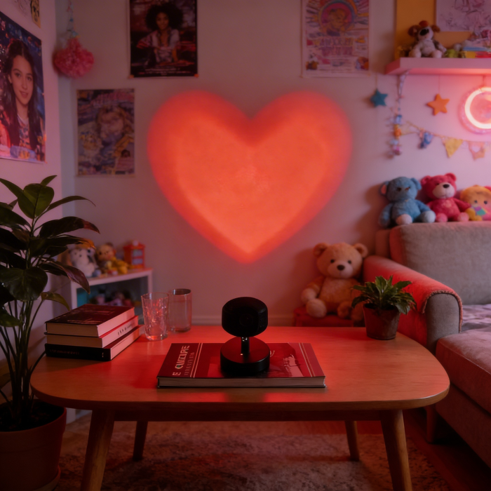 Aesthetic Red Heart LED Projector