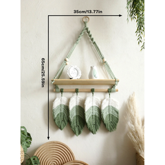 Green Macrame Hanging Shelf